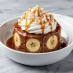 gooey sticky toffee banana pudding cake - featured image