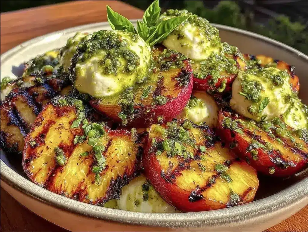 grilled peach burrata salad - featured image