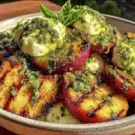 grilled peach burrata salad - featured image
