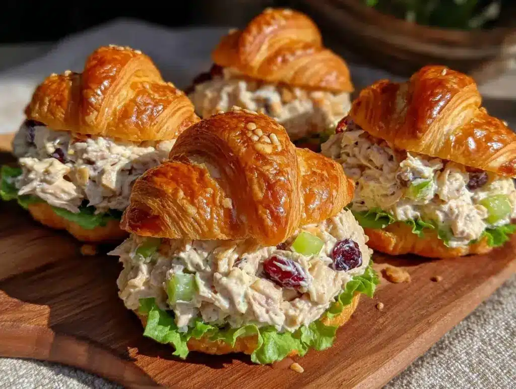 mini chicken salad croissant sandwiches - featured image