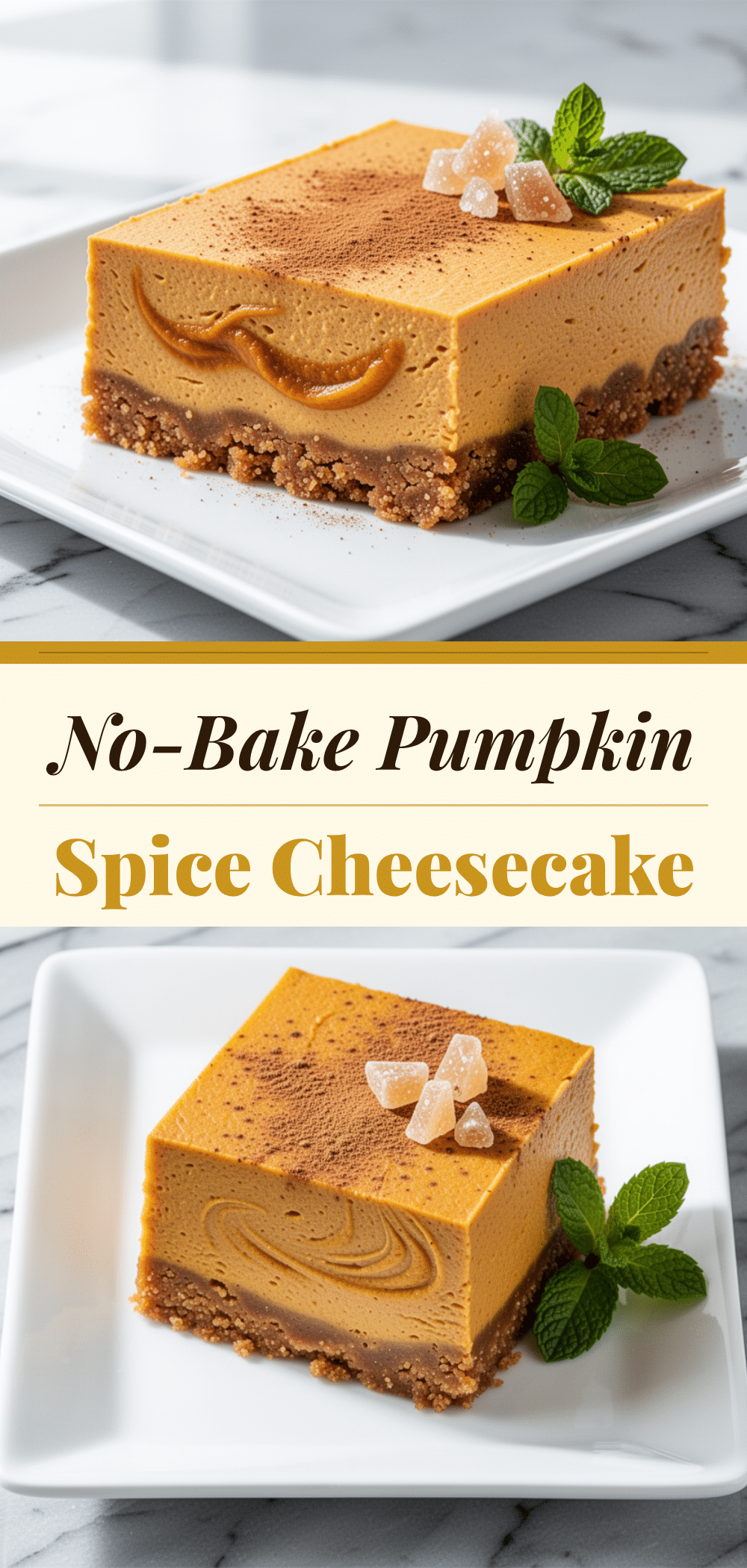 No-Bake Pumpkin Spice Cheesecake Bars: 6 Easy Fall Dessert 5 No-Bake Pumpkin Spice Cheesecake Bars recipe