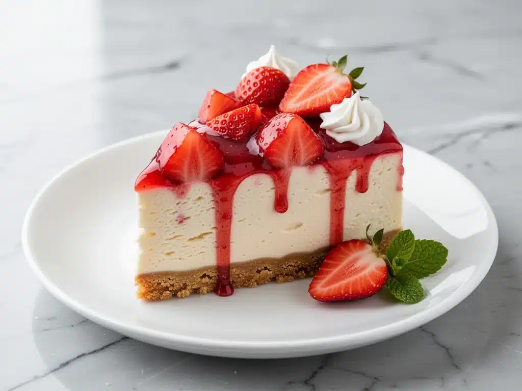 no-bake strawberry cheesecake - featured image