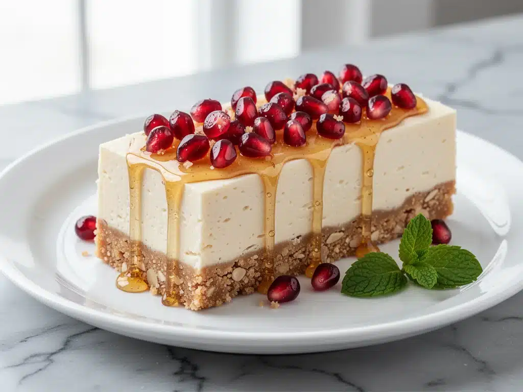 Rosh Hashanah Pomegranate Honey Cheesecake Bars - featured image