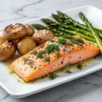sheet pan lemon herb salmon - featured image