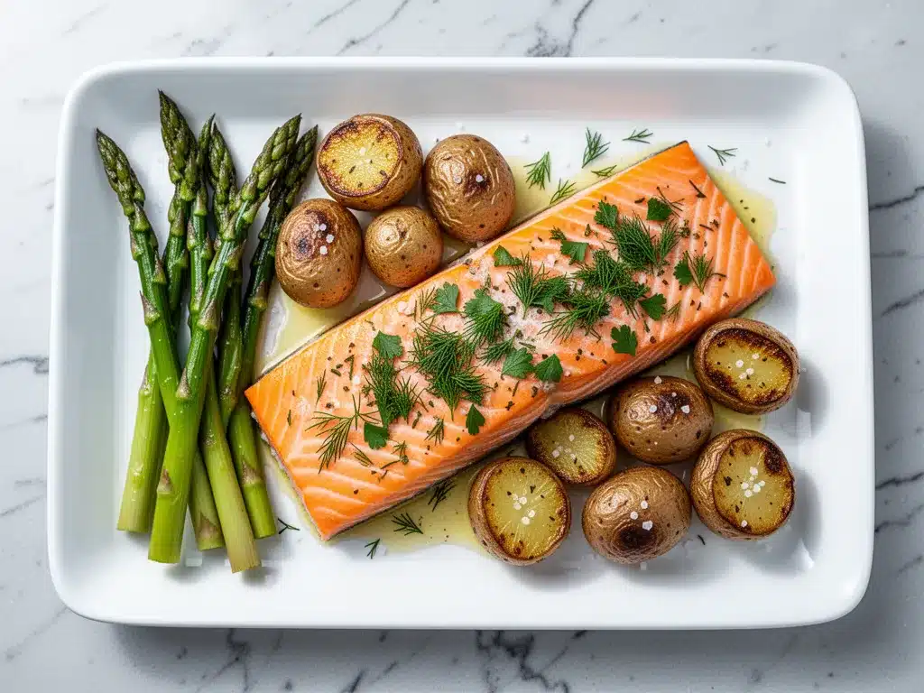 Sheet Pan Lemon Herb Salmon with Roasted Asparagus 4 sheet pan lemon herb salmon preparation steps