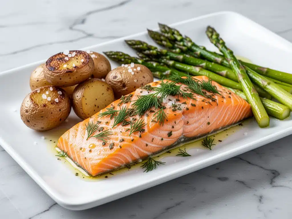 sheet pan lemon herb salmon - featured image
