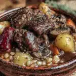 slow cooker beef and barley stew - featured image
