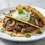 slow cooker beef barbacoa tacos - featured image