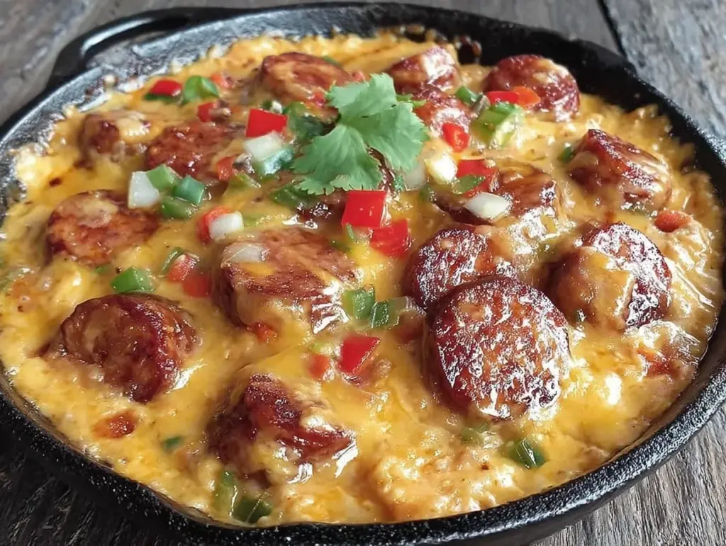 smoked sausage queso skillet - featured image