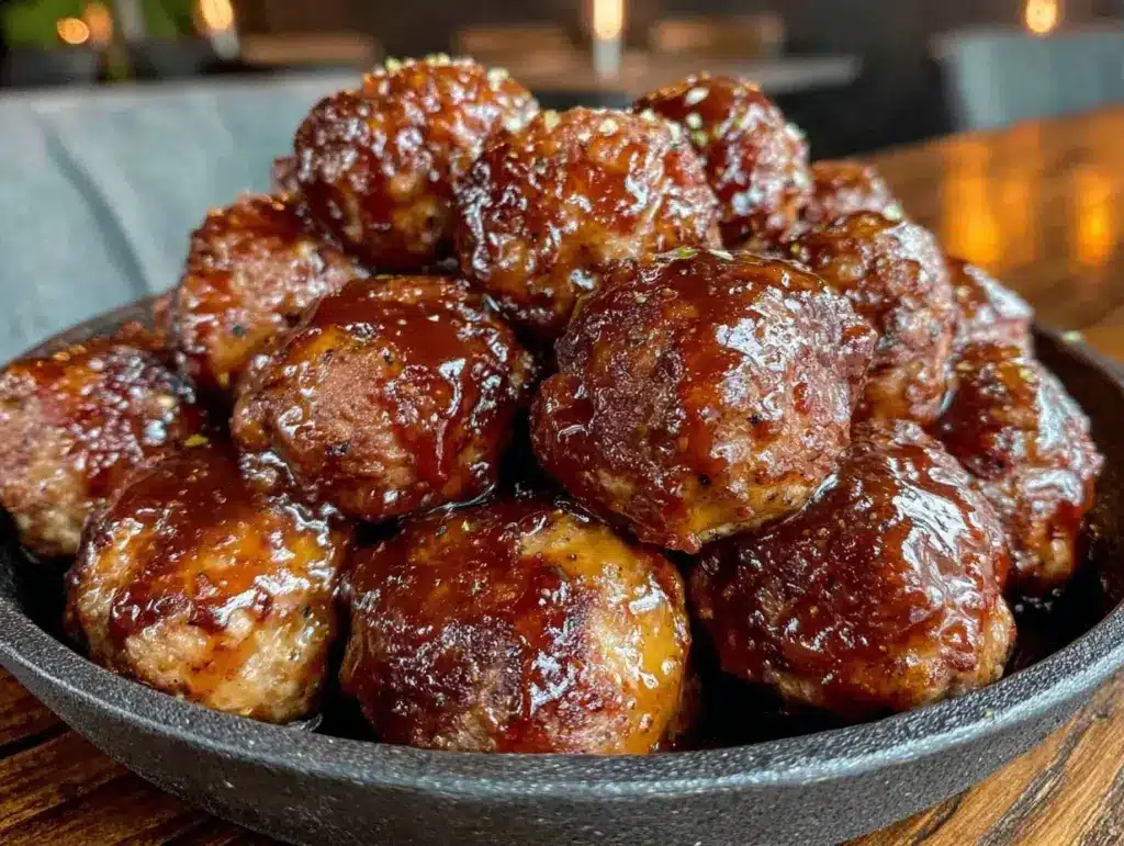 smoky bourbon BBQ meatballs - featured image