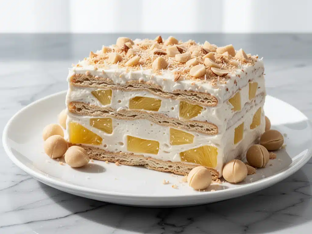 ultra-creamy pineapple coconut icebox cake - featured image