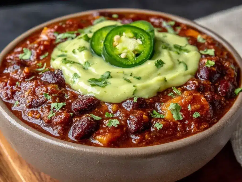 vegan sweet potato black bean chili - featured image
