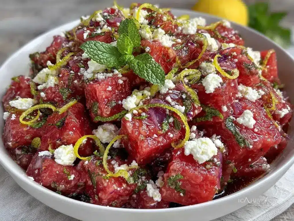 watermelon feta mint salad - featured image